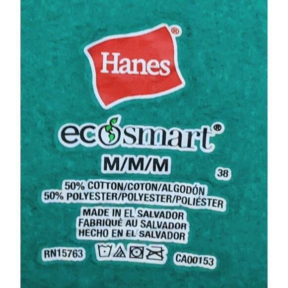 Hanes Sweatshirt Mens M Green EcoSmart Solid Crew Neck Long Sleeve Pullover - Picture 3 of 5